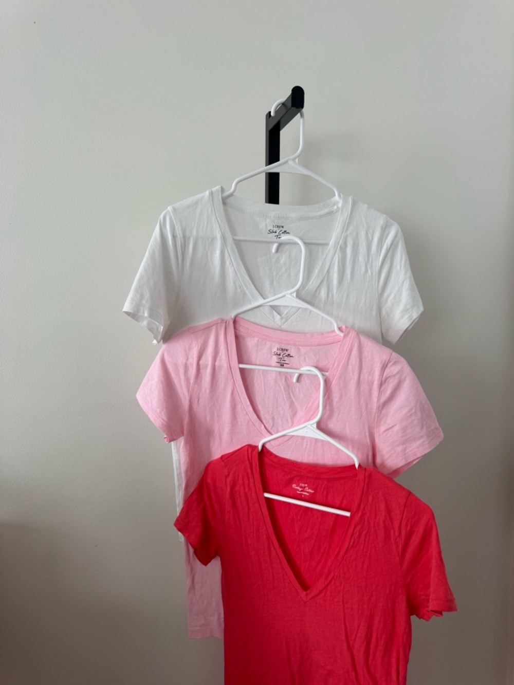Three V-Neck Tee Bundle - White, Light Pink, Red